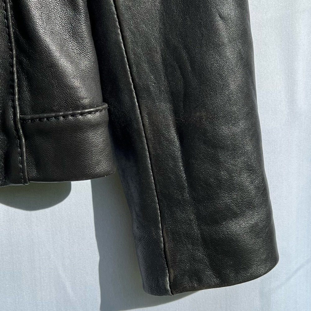 Michael Kors Jacket 100% Genuine Leather Aviator Zipped Jacket Sherpa Collar A1 - Picture 8 of 10